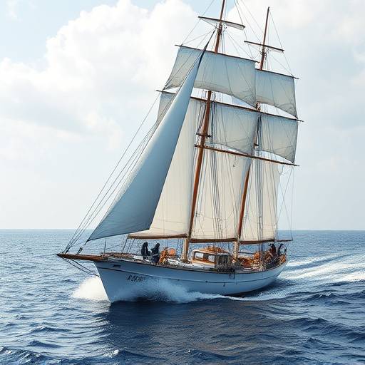 A classic sailing ship participating in a regatta off the coast of Cowes