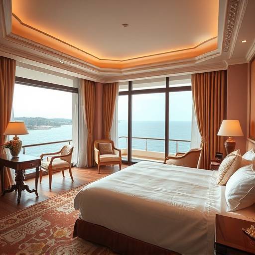 A luxurious room at Seascape Haven in Cornwall with a king-size bed and an ocean view.