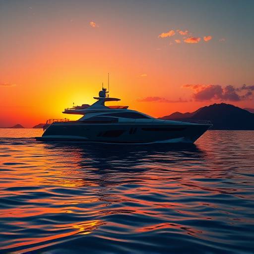 A yacht sailing into the sunset off the coast of the Isle of Wight
