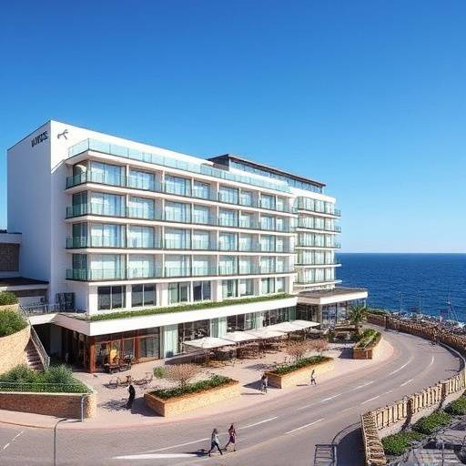 The Yorkshire Coast View Hotel, showcasing its modern architecture and stunning views of the North Sea.