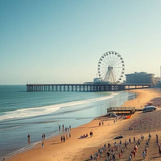 View of Brighton beach and pier with the Brighton Wheel in the background